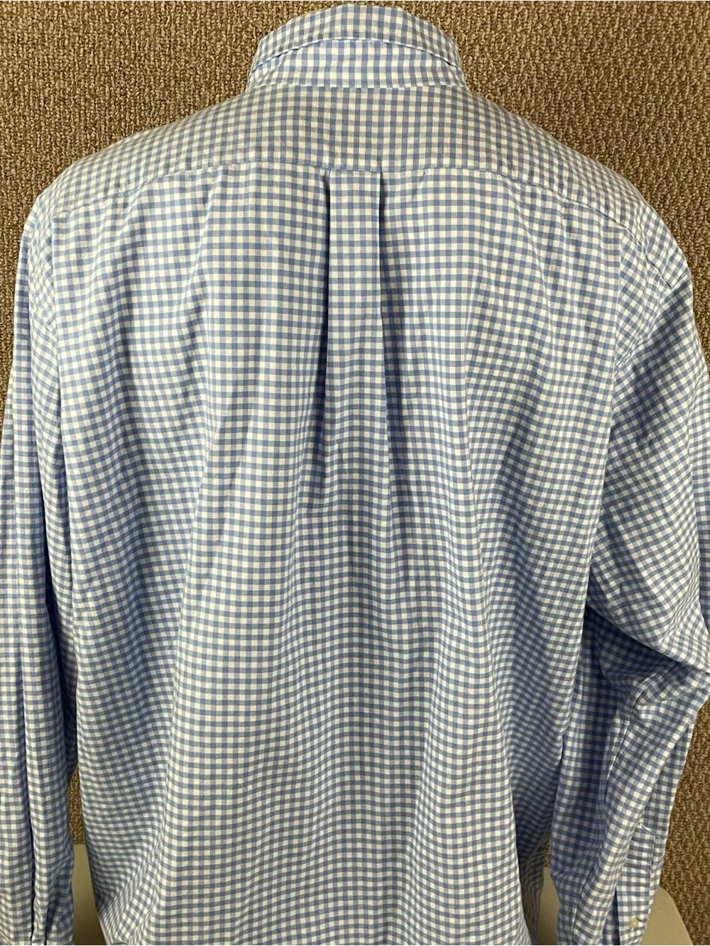 Polo Ralph Lauren Mens 4XLT Blue Gingham Oxford Shirt Thick Flesh Pony F129
